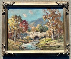 Derk Smit (1889–1985) – Original Oil Landscape Painting Bridge Over Stream