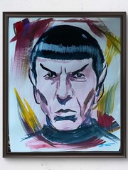Mr. Spock Expressionist Acrylic On Paper Signed Unframed 11”x14”