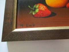 MARY LAK OIL PAINTING REALISM REALIST FRUIT STILL LIFE VINTAGE AMERICAN LISTED