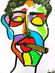 Original art 14 X 11 Mixed Media Colorful Face Modern Art Acrylic Painting