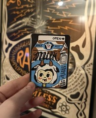 ACEO Original Print Artist Card Illustrated Milk Carton Art Hand Painted 2.5×3.5