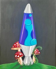 Mushroom Psychedelic, retro, lava lamp, mushroom, forest, colorful, acrylic,