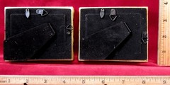 Set of 2 Original Miniature Oil Paintings on Cardboard ROOSTER & HEN Gold Framed