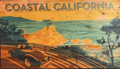 ‚COASTAL CALIFORNIA MILES OF SHORE TO EXPLORE‘ VTG STYLE WOOD ART PRINT 36 x 21″