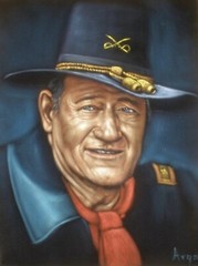 John Wayne badass Western cowboy legend black velvet oil painting art