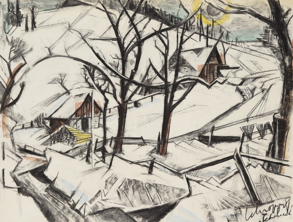 Karl Schropp 1899-1978 Heidelberg / Large Watercolour & Charcoal „Schonach“ Black Forest