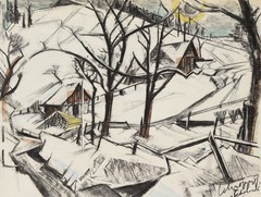 Karl Schropp 1899-1978 Heidelberg / Large Watercolour & Charcoal „Schonach“ Black Forest