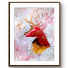 TITA PAINTZ Colorful Deer Abstract Portrait Original Painting 9×12 Wall Art