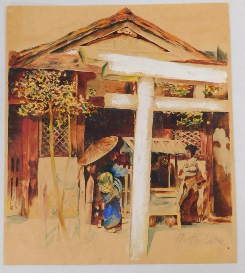Martha Walter Original Watercolor painting „Asian Market“