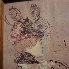 Henri de Toulouse-Lautrec French PROFILE D’FEMME Framed Art signed 1864-1901