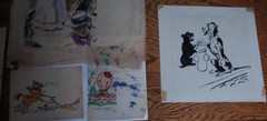 Lot of Humorous 1940’s or 50’s Era Illustration Art by Ethel Kaiser & Alex Orr