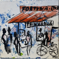 Düsseldorf Fortuna book original 30×30 acrylic picture canvas drawing unique