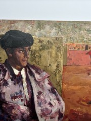 MID CENTURY PAINTING MATADOR BULL FIGHT FAMOUS LISTED LARGE 36 INCHES OIL LATHOM