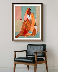 24×18 Original Painting OOAK Abstract Outsider Woman Portrait Figurative
