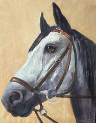 Knud Edsberg (1911) Fine Large Impressive Horse Portrait Oil. 1968. COA