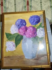 Viterva painting In Gold Colored Frame „Hydrangeas