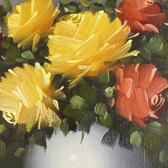 Vintage Floral Oil Painting Original Signed Rose Still Life 10.5×14 Canvas 1960s