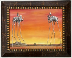 Salvador Dali 1904-1989 Oil on Canva In style of Hand Signed Amazing Painting