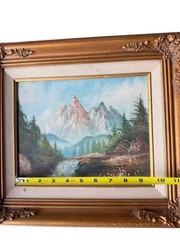 Vintage Oil Painting Mountain Landscape 7.5×9.5 Framed