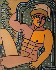 Gay Interest Christmas Santa Claus Original Oil Painting Gays Oxana Diaz 8 x 10″