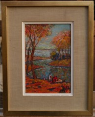 Romania Paul SCORTESCO (1895-1976) Animated Landscape Painting River Tree