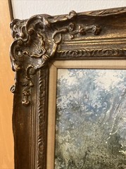 Adolf Sehring Original Painting On Canvas „Fishing“ Framed 24″ X 30″