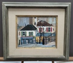 Georges Damin Vintage Original Oil on Canvas French Street Scene 8.75″×10.75″