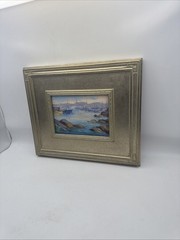 Haruko Evans Monterey Bay Harbor Oil Painting Framed 13×11