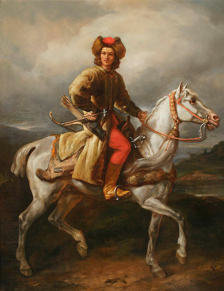 High-quality oil painting handpainted on canvas „a man riding on a horse