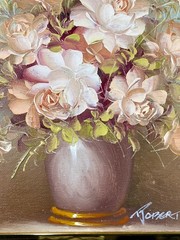 Vtg 80s Floral Still Life Oil Painting Original Wood Frame 13”x11” Robert Cox