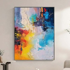 Pure Handpainted abstract oil painting on canvas Home Wall Decor art Blue Yellow