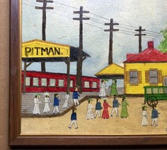 2 Primitive Paintings by L M Spaeth of Pitman New Jersey & Alcyon Park Boardwalk