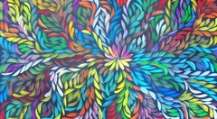 LOUISE NUMINA 100 x 60 cm Original Aboriginal Painting. Bush Medicine Leaves
