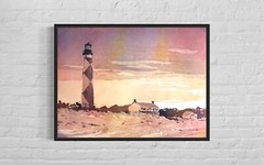 Watercolor landscape Cape Lookout Outer Banks (OBX), NC coastal art (original)