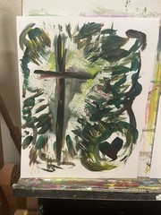 BLESSED#936P Cross Christian Art Original Neo Abstract Expressionism 11×14 Paper