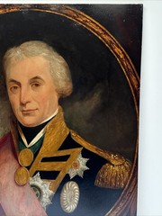 ANTIQUE NAVAL COMMANDER PAINTING PORTRAIT ADMIRAL HORATIO NELSON BATTLE RARE
