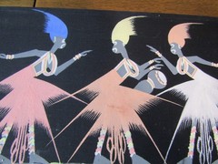Vintage Folk Art, Belgian Congo, Gouache ? Art, Hand Painted on Fabric, 15×9″