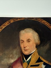 ANTIQUE NAVAL COMMANDER PAINTING PORTRAIT ADMIRAL HORATIO NELSON BATTLE RARE