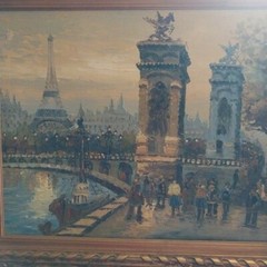 Possible Caroline C Burnett 1877-1950 Original Oil Painting Eiffel Paris Clump
