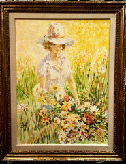 Louis Fabien (French), c 1969 Orig. LRG O/C „Au Milieu des Fleurs“ Signed/Dated!