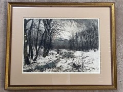Luigi Kasimir Estate Etching Snowscape Pencil Signed Excellent