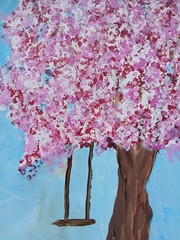 Abstract/Impressionism 9 x 12 Cherry TreeHandmade Colorful Art Painting