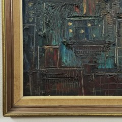 Vintage Expressionist Modernist Impasto Nocturne Cityscape, Signed