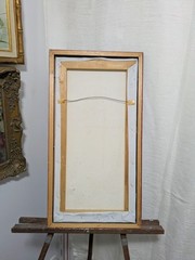 Vintage 14 X 25 Framed 1980’s Cello Musical Instrument Floral Art Canvas.