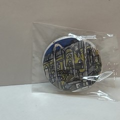 5 Original Hand Painting Museum Styles City Scape Pin Buttons 1.25″ # 7