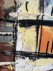 Avigdor Oil Painting Of An City Scape Multi Colored Signed Bottom Right And Back