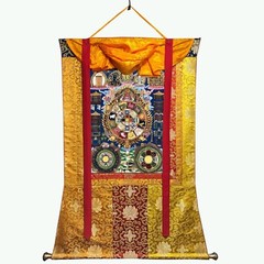 Sipa Khorlo, Silk Brocade Tibetan Calander Painting, Lunar-based calendar
