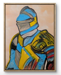 Original Medieval Knight Armor Painting 11×14 Abstract Expressionist Wachtel