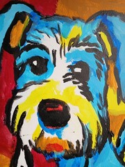 Abstract Expressionism 11×14 Colorful Cute Puppy Painting Modern Street Art