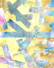 Original Gold Art 14×11 Paper Bold Color Modern Abstract Expressionist Painting